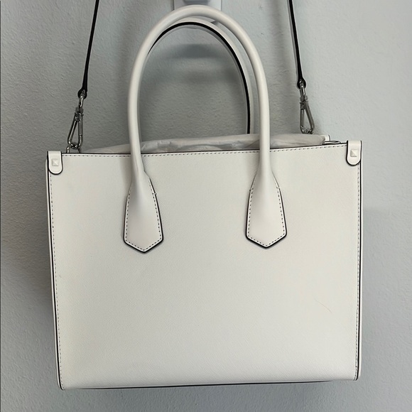 Michael Kors | “Maple” Optic White Large Leather Satchel w/Small Studs 🤍 - Picture 6 of 14